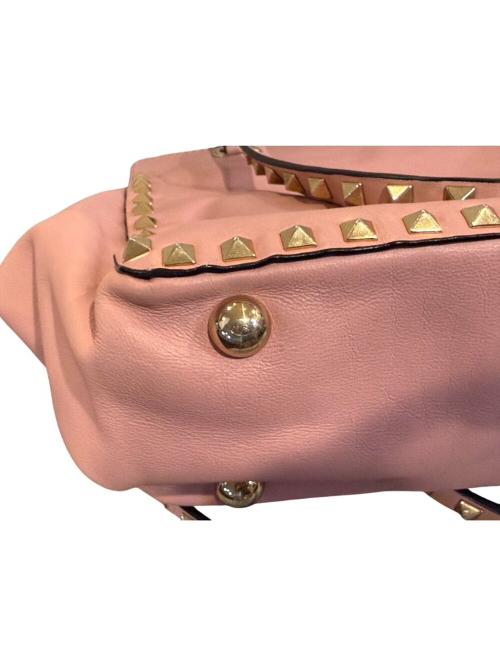 Valentino Garavani Pink Leather Rockstud Trapeze Small Tote Bag with COA - Picture 12 of 15